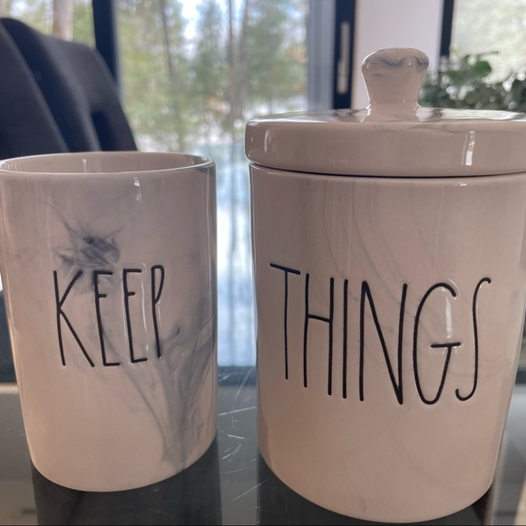 NEW RAE DUNN MARBLE BATHROOM SET KEEP THINGS - Picture 2 of 9